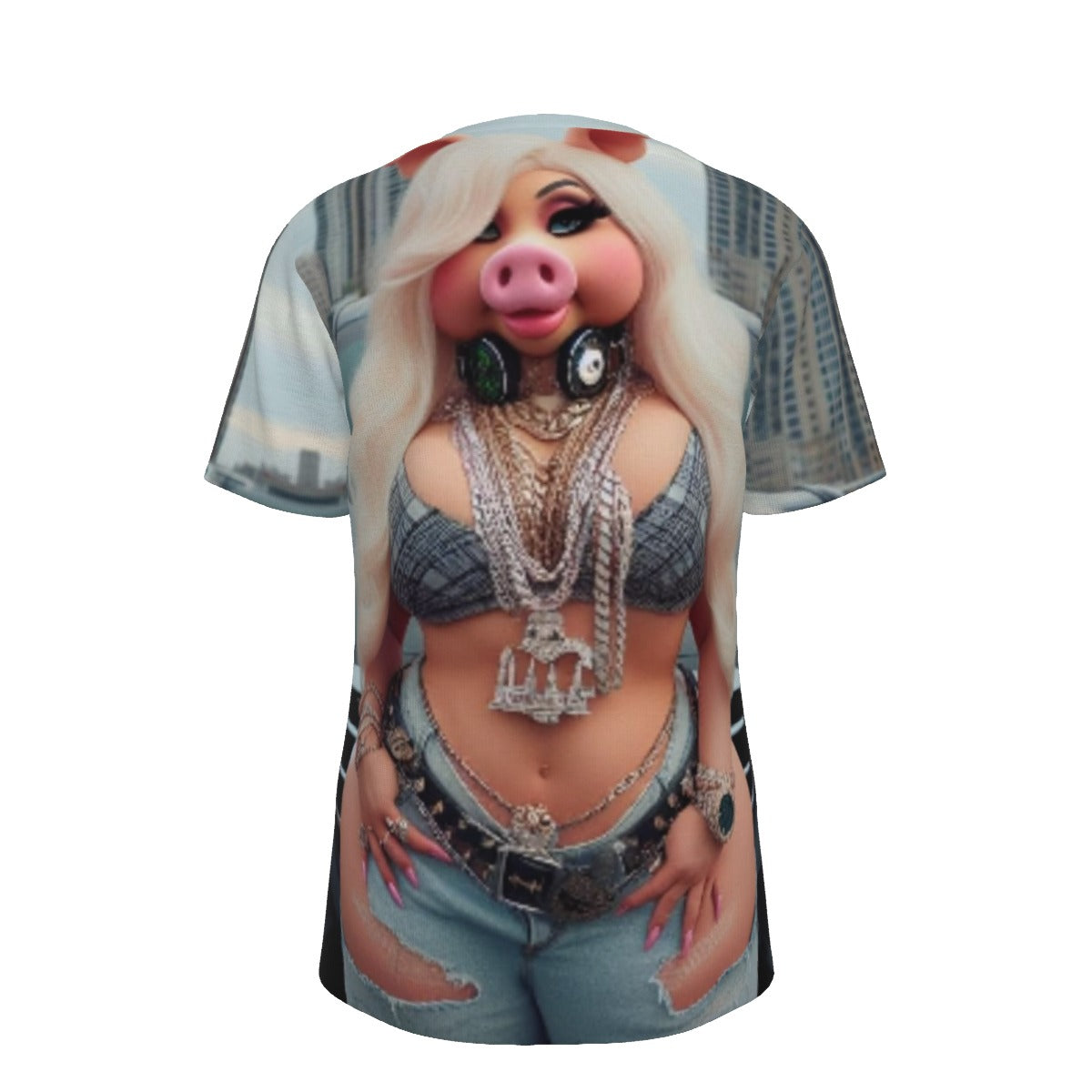 Gangsta Thick Sexy Miss Piggy Muppets O-Neck T-Shirt