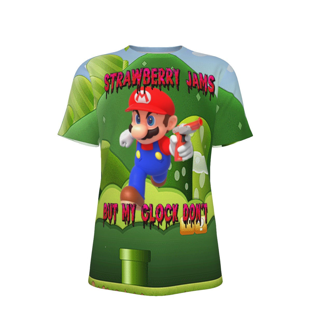 Super Mario Strawberry Jams But My Glock Don't O-Neck T-Shirt