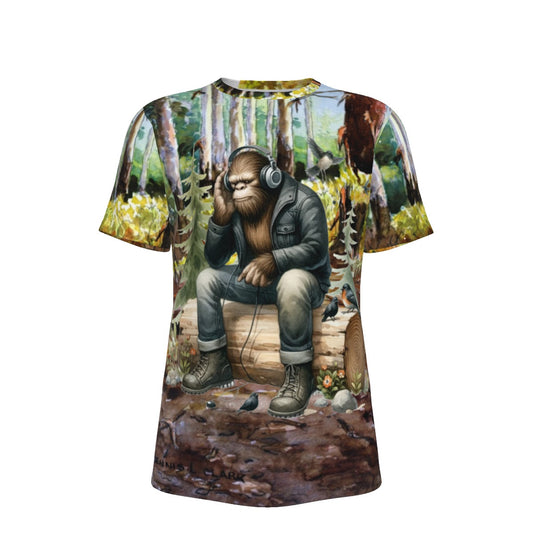 Bigfoot Listening To Music On Headphones O-Neck T-Shirt