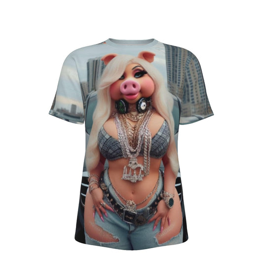 Gangsta Thick Sexy Miss Piggy Muppets O-Neck T-Shirt