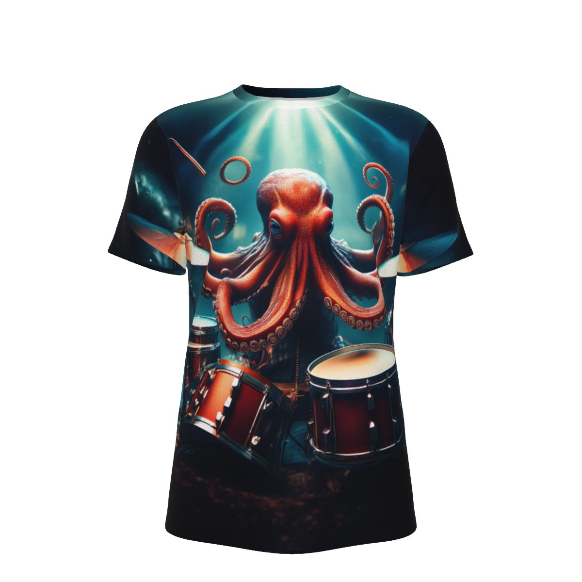 Octopus Playing Drums O-Neck T-Shirt