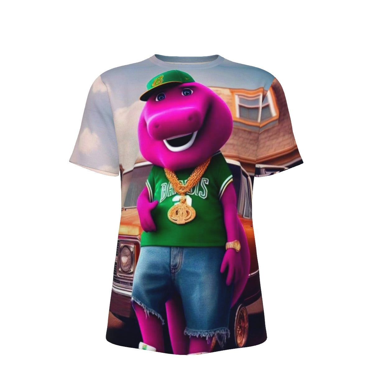 Gangsta Barney The Dinosaur O-Neck T-Shirt